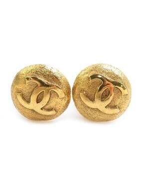 Auth Chanel Cc Logo Earrings Gold Metal #330823C30B